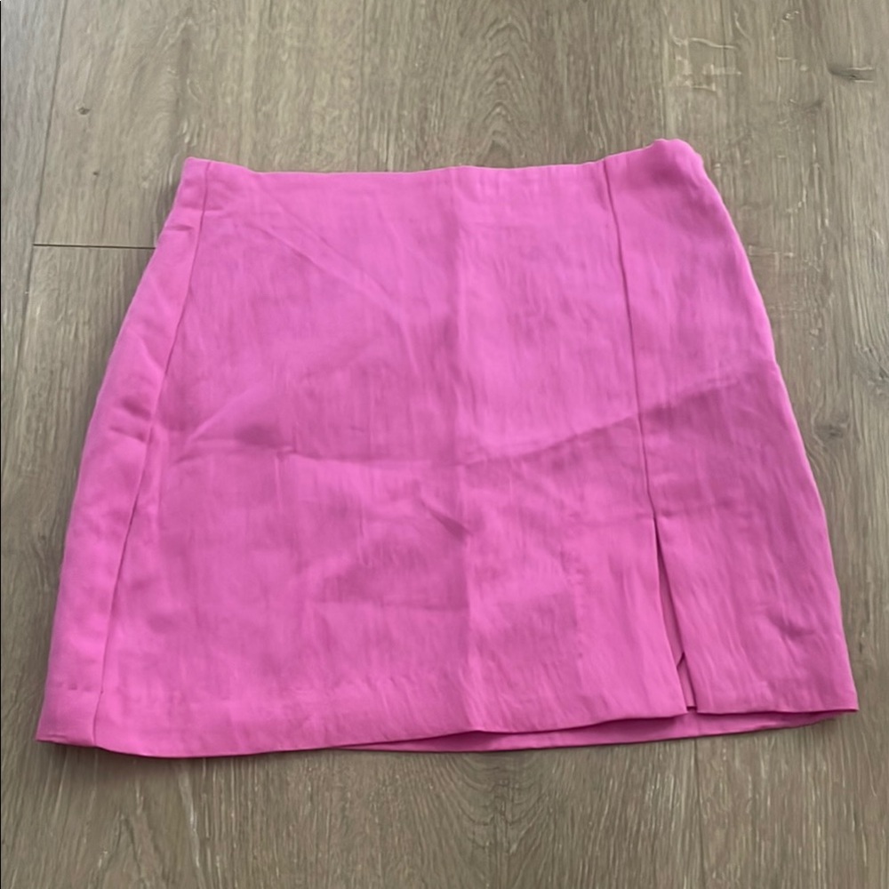 Pink Mini Linen Lined Women's Skirt
